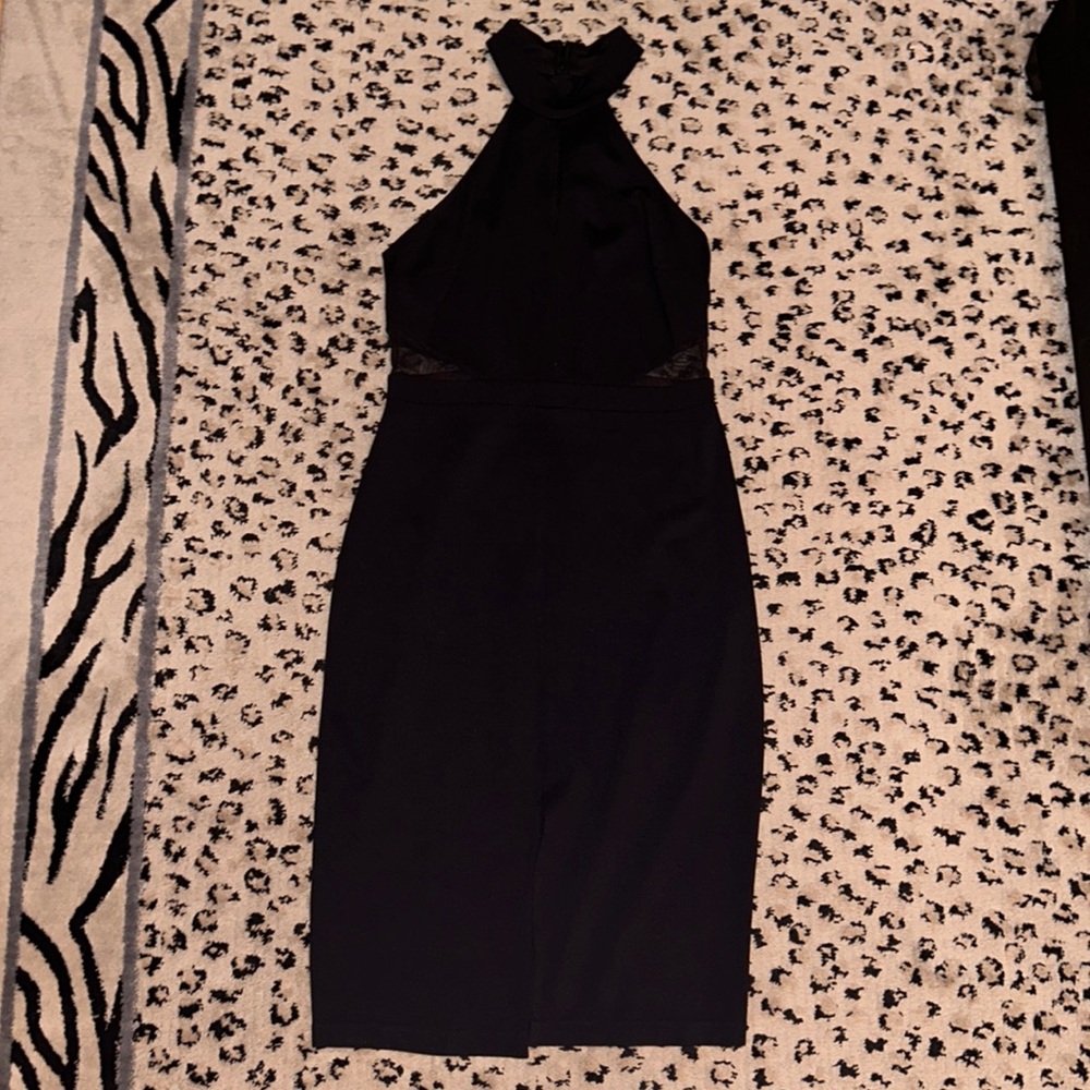 Halter dress with mesh cutouts
